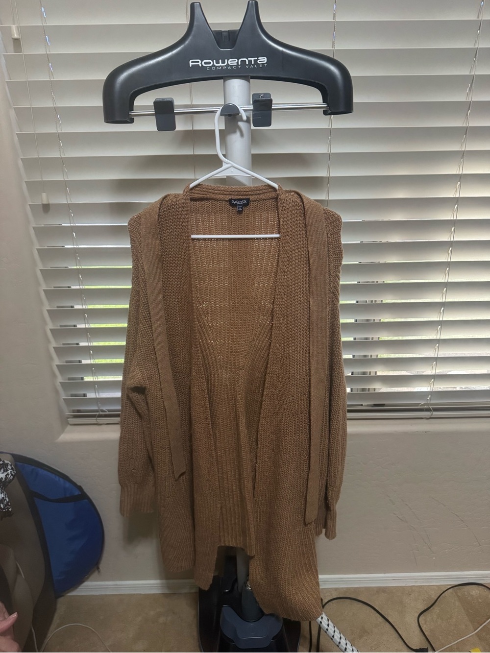 Splendid Camel Brown Long Open Front Knit Cardigan Size L